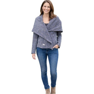 ByTAVI 100% Wool Blue Funnel Collar Artisan Jacket Small